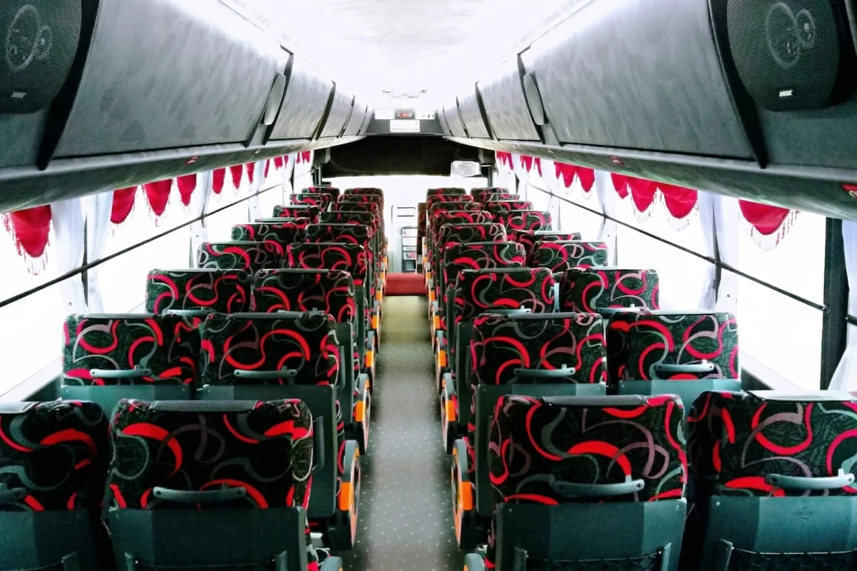 Interior aisle and maximum seating capacity of 44 seater Coach and Tour Bus SG to Malaysia.