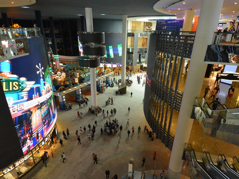 Modern interiors of SkyAvenue mall at Genting Highlands, the ultimate luxury shopping stop on your Genting Highlands day trip private car tour.
