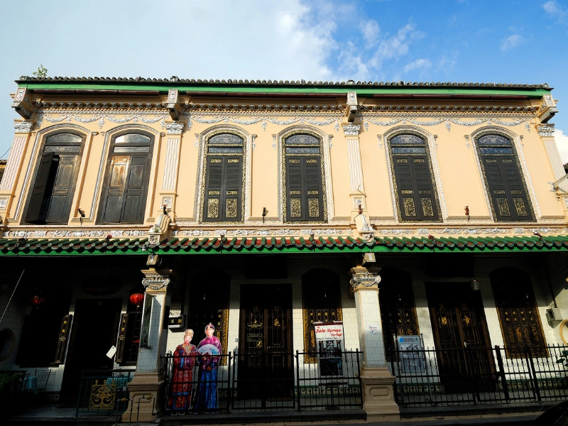 Beautifully preserved exterior of the Baba & Nyonya Heritage Museum, a rich cultural stop during your Malacca day trip private car tour.
