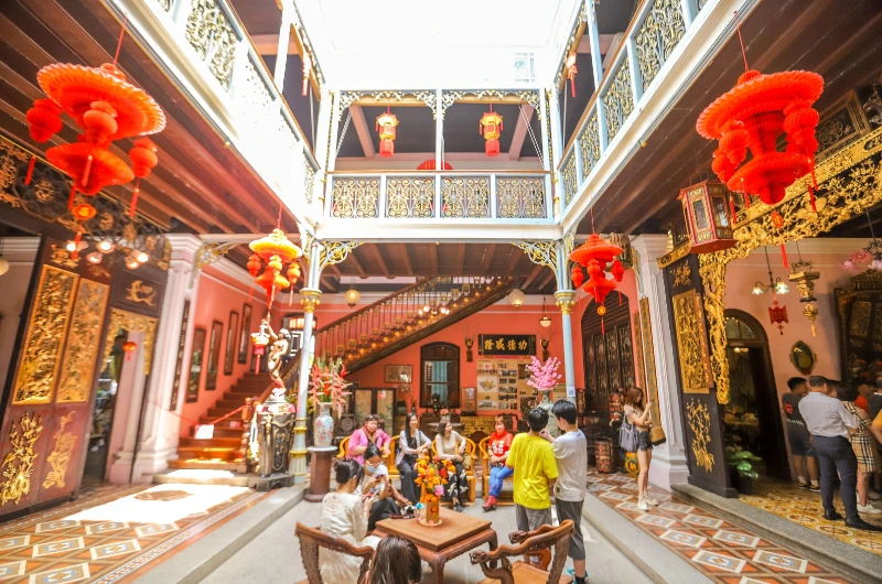 The stunning interior and rich antiques of Pinang Peranakan Mansion, a captivating cultural stop you can explore at your own pace without time pressure on your Penang Day Trip private car tour.