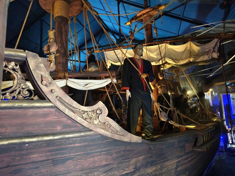 Impressive historical ship replica at the Army Museum (Muzium Tentera Darat), a fascinating educational stop during your Port Dickson day trip private car tour.