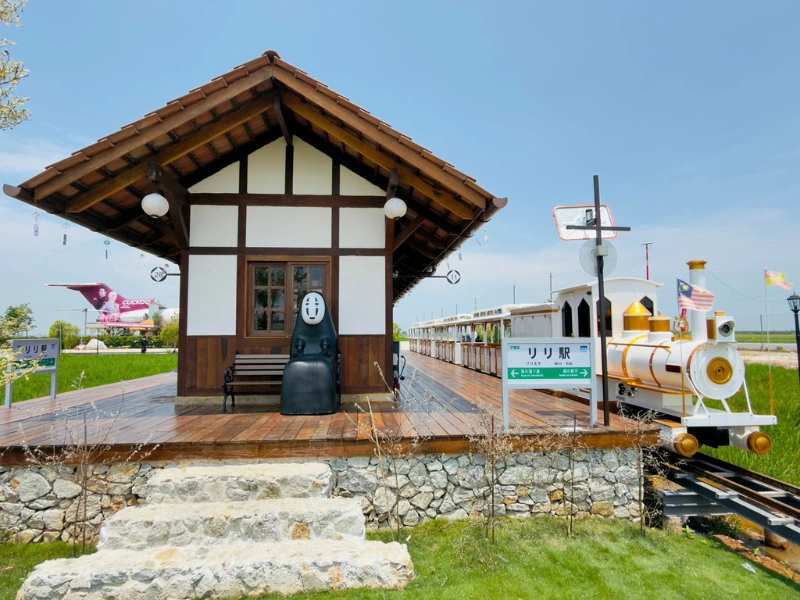 The anime-inspired Japanese station featuring No-Face at Terminal Sekinchan, a fun photo spot you can easily add to your 100% flexible Sekinchan day trip private car schedule.
