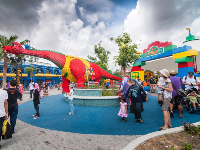 Giant Lego dinosaur at Legoland Malaysia, an exciting stop on your custom Singapore to JB day trip.